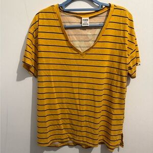 PINK Victoria's Secret Yellow and Blue Striped Tee